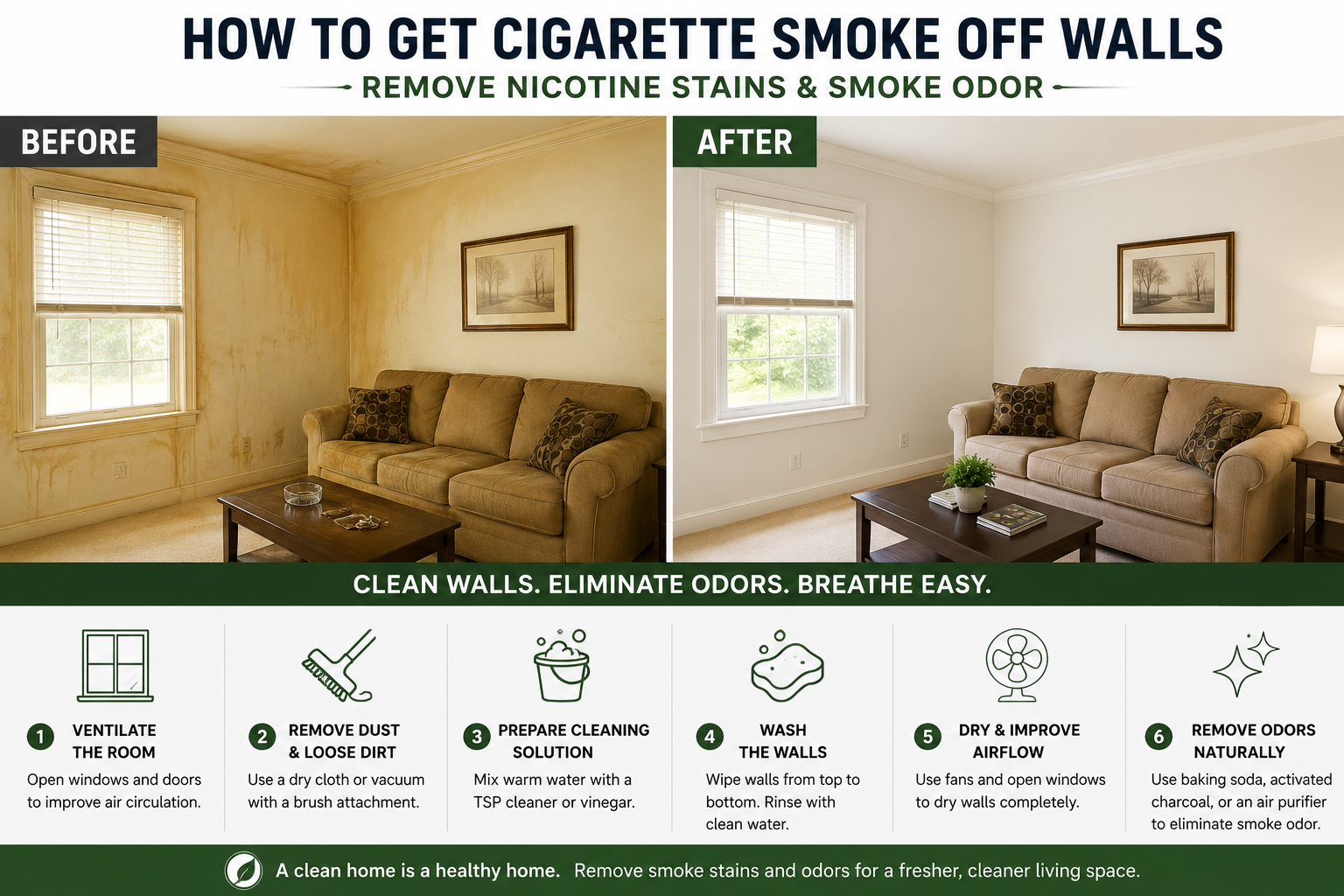 how to get cigarette smoke off walls