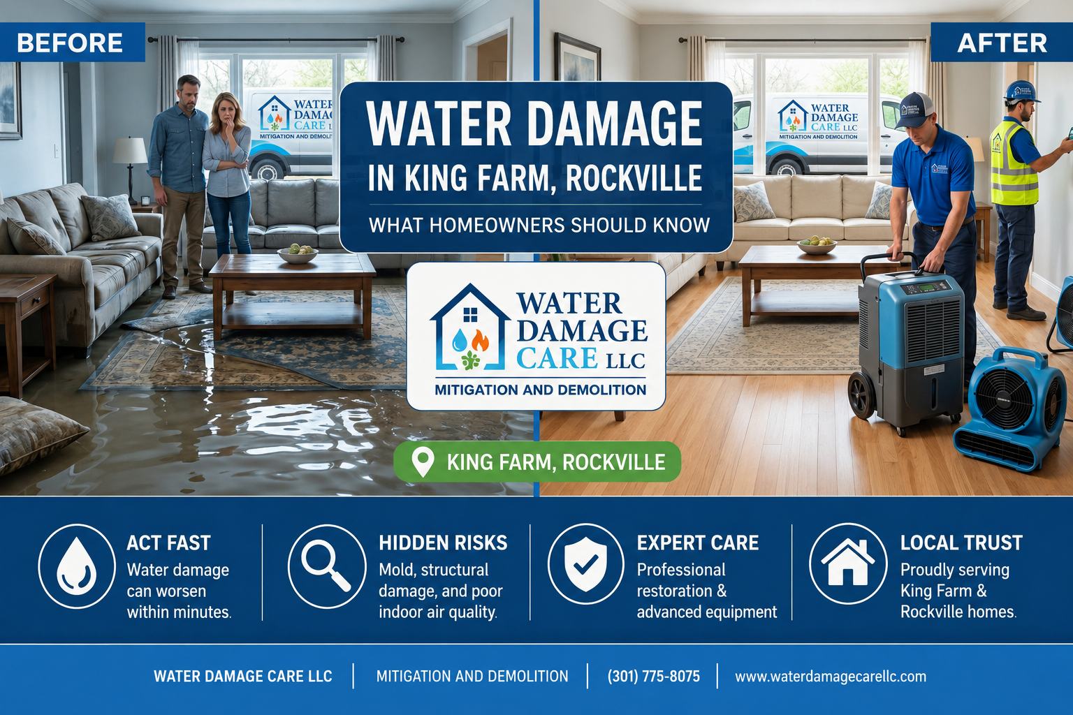 Water Damage in King Farm, Rockville – What Homeowners Should Know