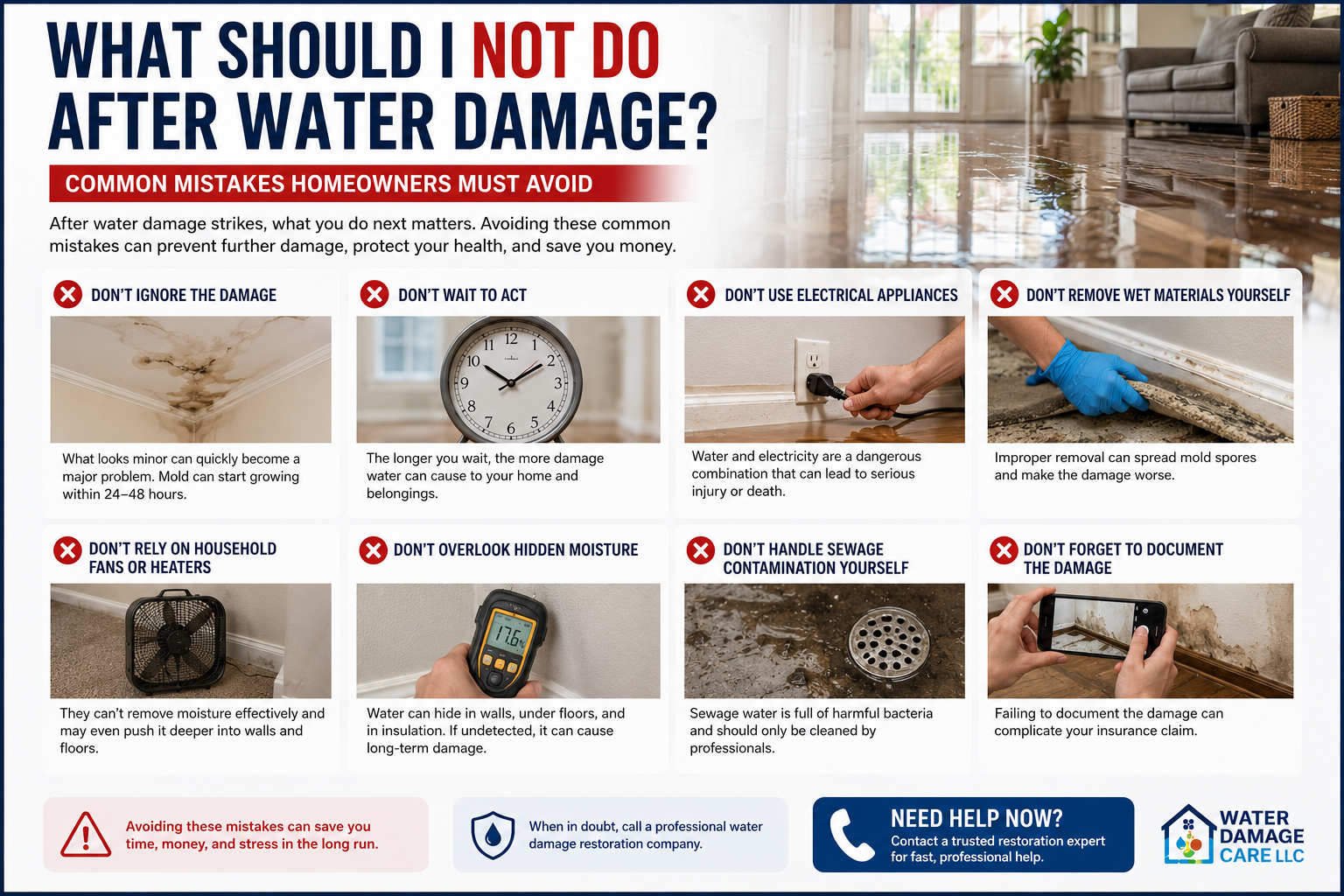 what should i not do after water damage